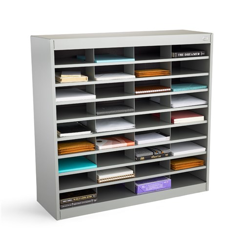Steel Literature Organizer with 36 Compartments Gray[#A8A8A8] SKU SMS-10-V37-9221GRR