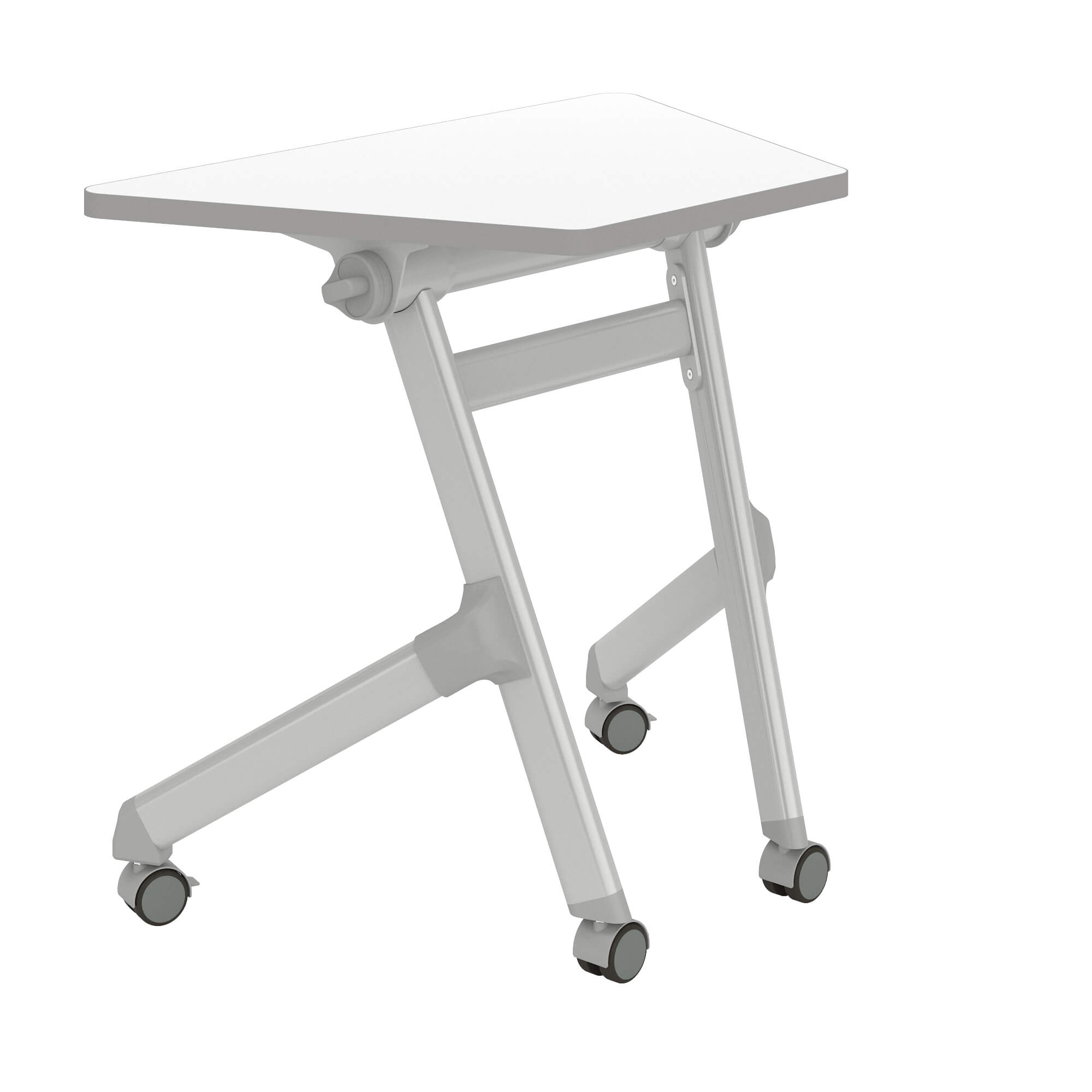 Nesting Trapezoid Student Desk with Flip Top and Casters Dry Erase[#FFFFFF] SKU SMS-12-V37-1226DE