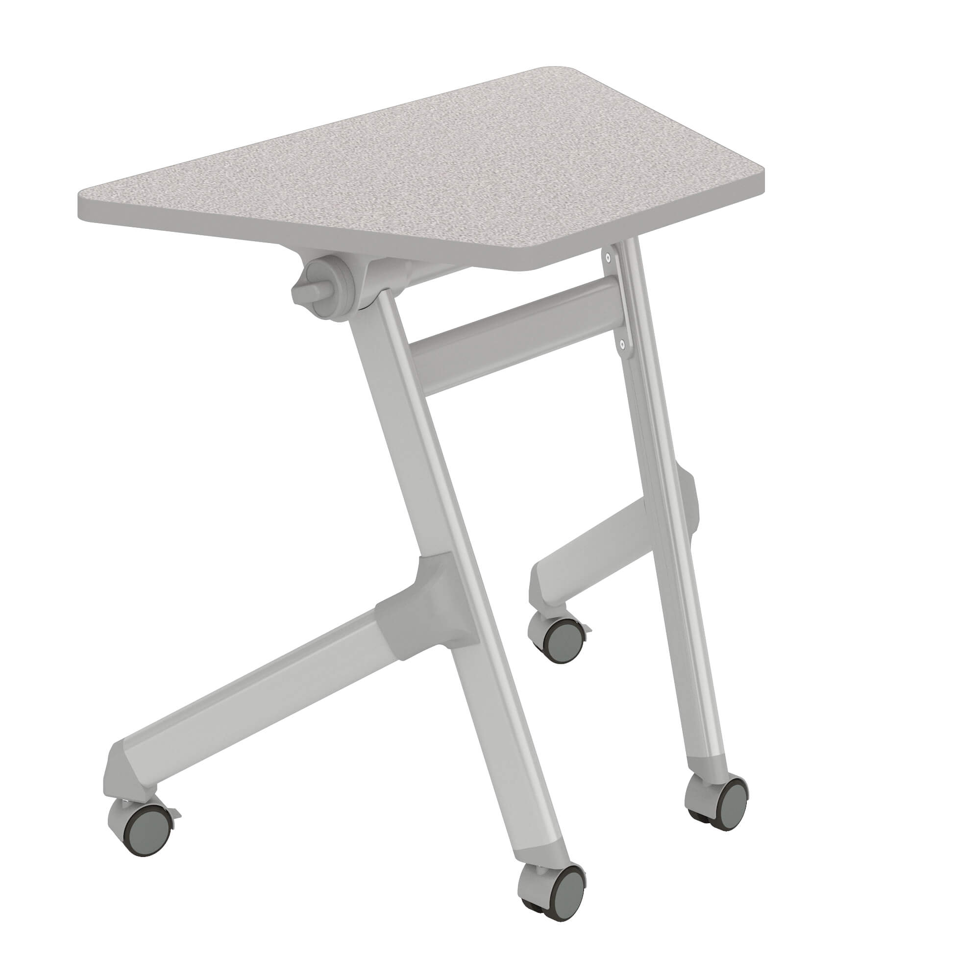 Nesting Trapezoid Student Desk with Flip Top and Casters Gray[#A8A8A8] SKU SMS-12-V37-1226GR