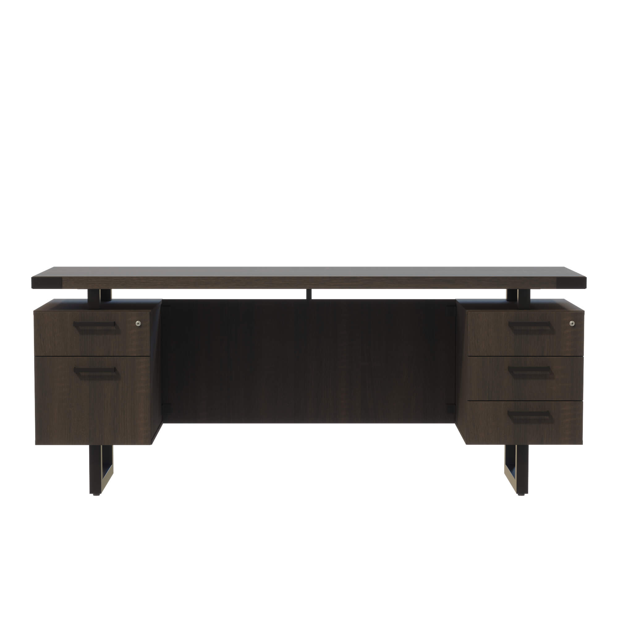 Freestanding Office Desk with Floating Top and Dual Storage Pedestals - 20 Inch Southern Tobacco[#4E3B20] SKU SMS-12-V37-MRCBF7220STO