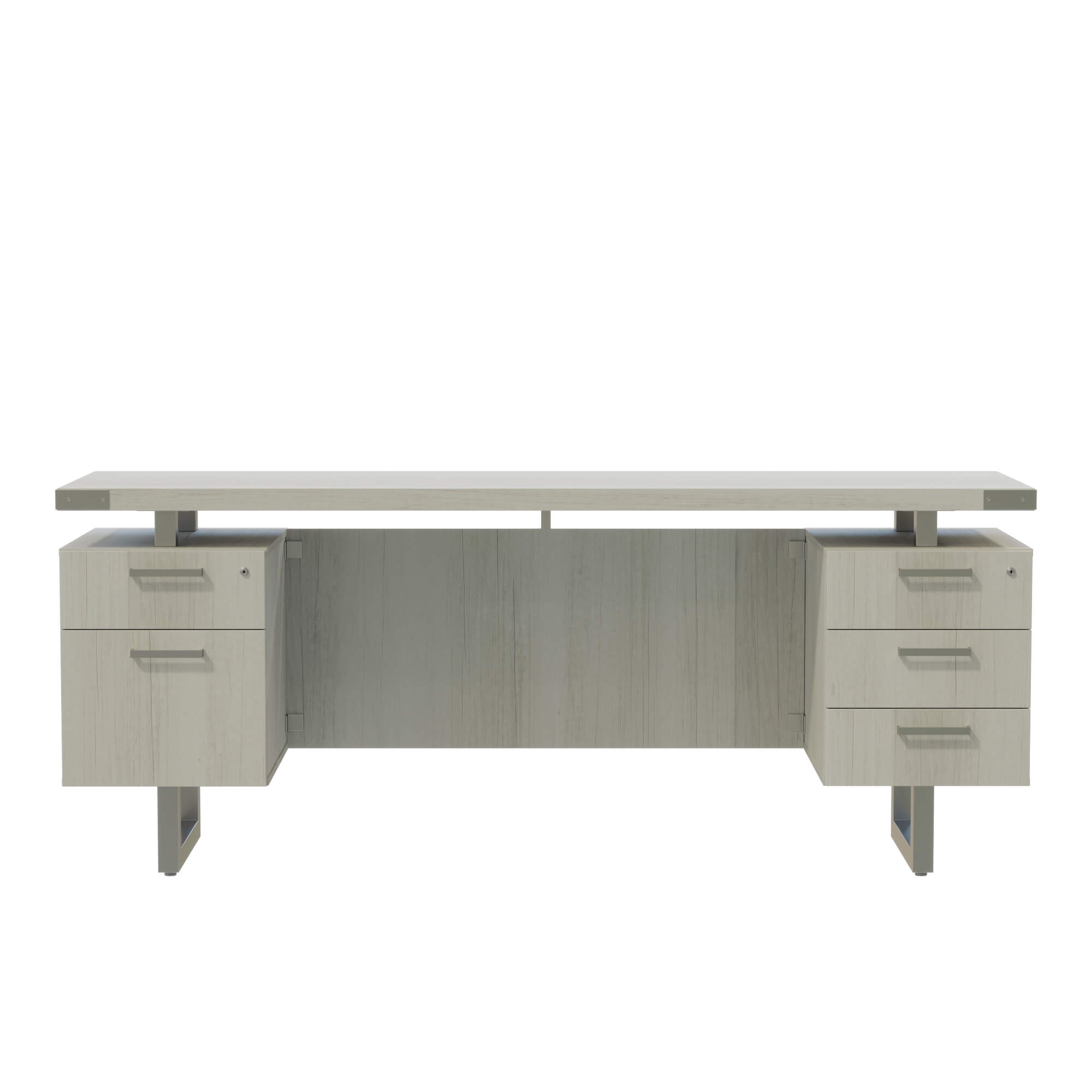 Freestanding Office Desk with Floating Top and Dual Storage Pedestals - 20 Inch White Ash[#FFFFFF] SKU SMS-12-V37-MRCBF7220WAH