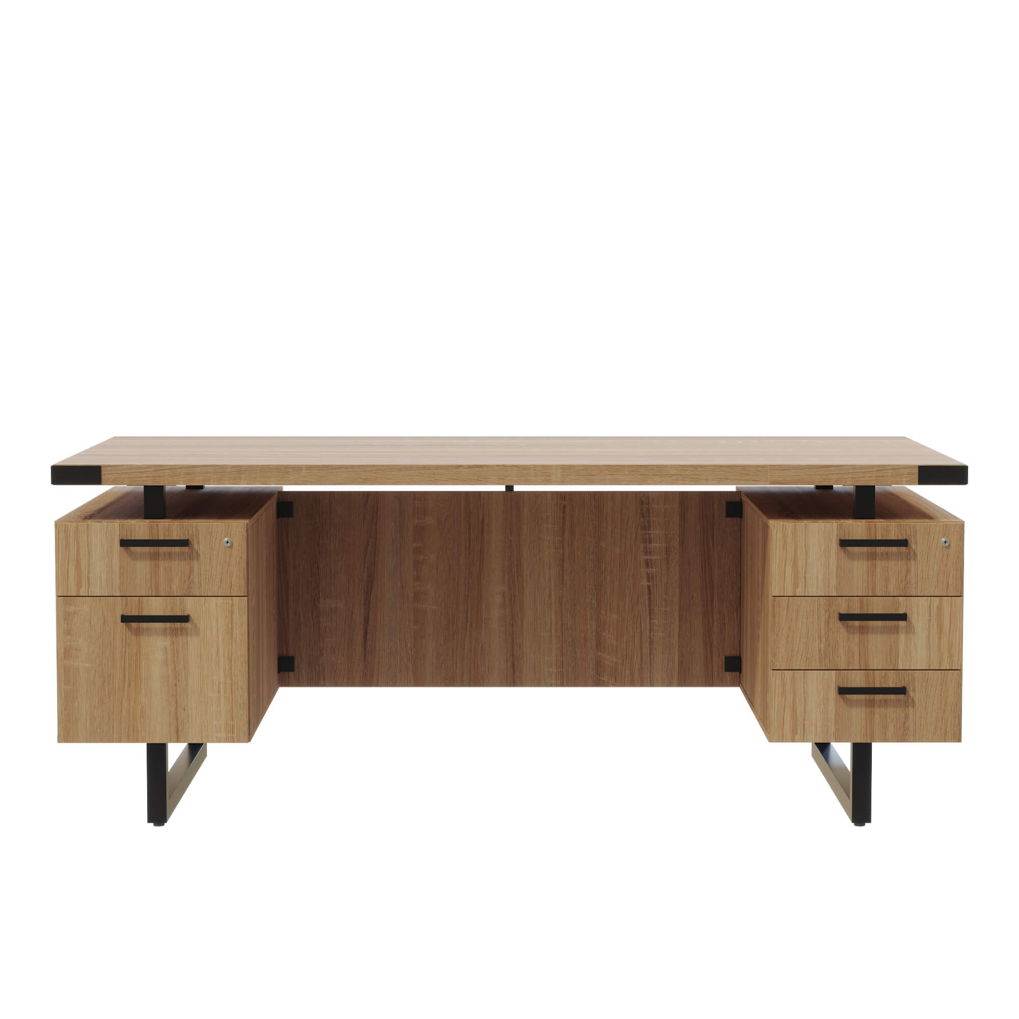 Freestanding Office Desk with Floating Top and Dual Storage Pedestals - 36 Inch Sand Dune[#A89C86] SKU SMS-12-V37-MRDBF7236SDD