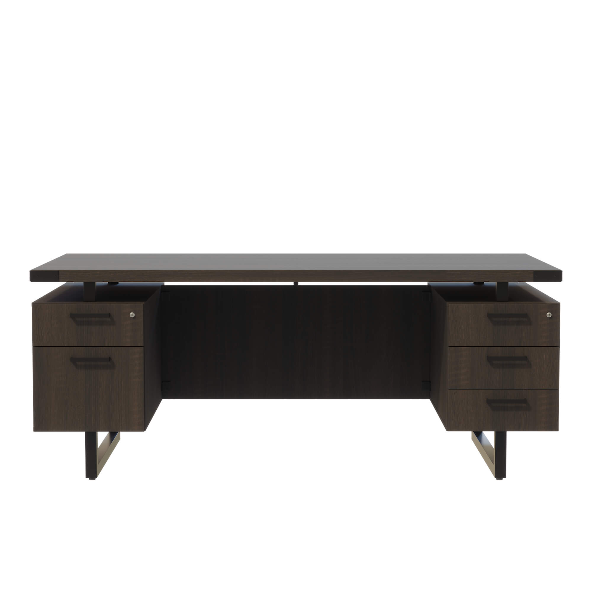 Freestanding Office Desk with Floating Top and Dual Storage Pedestals - 36 Inch Southern Tobacco[#4E3B20] SKU SMS-12-V37-MRDBF7236STO