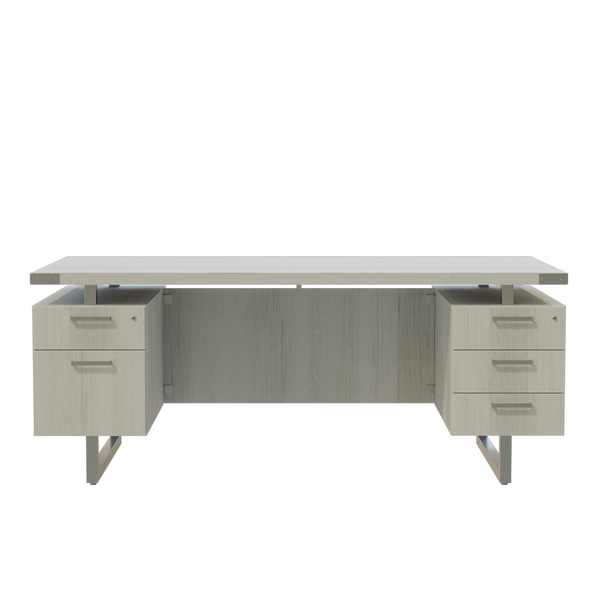 Freestanding Office Desk with Floating Top and Dual Storage Pedestals - 36 Inch White Ash[#FFFFFF] SKU SMS-12-V37-MRDBF7236WAH