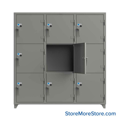 Heavy Duty Lockers 72''W x 24''D x 75''H - 66-9D-24-3T-L-NX-ST SMS-05-V03-66-9D-24-3T-L-NX-ST