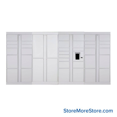 Smart Storage Lockers 157.5''W x 25''D - 13C-12-12-4DRXL-OUT-RAL-7040 SMS-05-V100-13C-12-12-4DRXL-OUT-RAL