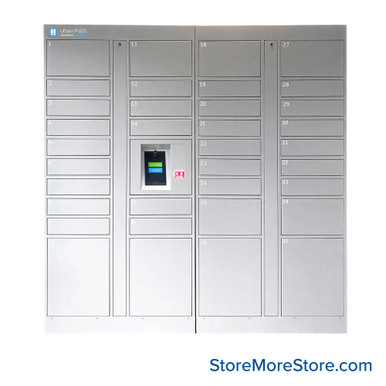 Smart Storage Lockers 78.75''W x 25''D - 17C-18-OUT-RAL-7040 SMS-05-V100-17C-18-OUT-RAL