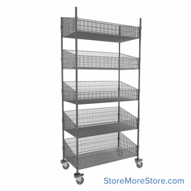 Wire Basket Shelving on Wheels 36''W x 18''D - WRC74-BSK1836C-5 SMS-02-V45-WRC74-BSK1836C-5