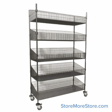 Wire Basket Shelving on Wheels 48''W x 24''D - WRC74-BSK2448C-5 SMS-02-V45-WRC74-BSK2448C-5