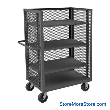 Wire Mesh Cart 60.5''W x 30.38''D x 56.5''H - 3ST-EX3060-3AS-95 SMS-02-V43-3ST-EX3060-3AS-95