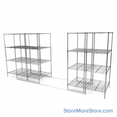 High Density Wire Shelving, 168" W x 36" D x 77" H, 8 Shelves, 24" Shelf Depth