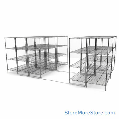 High Density Wire Shelving, 192" W x 120" D x 77" H, 8 Shelves, 30" Shelf Depth