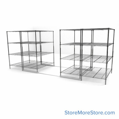 High Density Wire Shelving, 192" W x 60" D x 77" H, 8 Shelves, 36" Shelf Depth