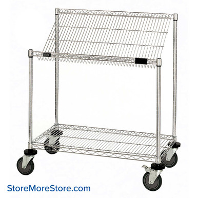 Slanted Wire Shelf Cart 48''W x 24''D x 40''H - M2448SL34C SMS-08-V45-M2448SL34C