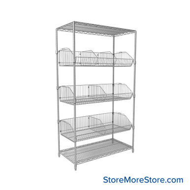 Wire Basket Storage Shelves 36''W x 18''D x 63''H - 1836BC6C SMS-08-V45-1836BC6C