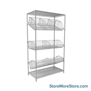 Wire Basket Storage Shelves 48''W x 18''D x 63''H - 1848BC6C SMS-08-V45-1848BC6C
