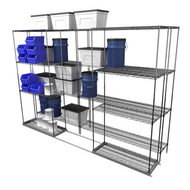 Sliding Wire Shelving, 102" W x 30" D x 78" H, 14" Shelf Depth, 1 Row, Chrome