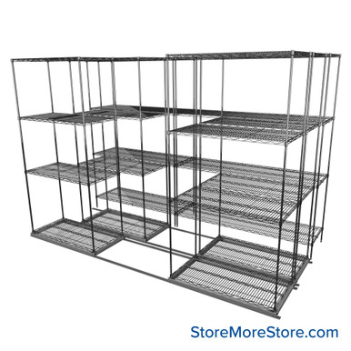 Sliding Wire Shelving 116''W x 58''D x 78''H - LAT-1836-32-T-ZN SMS-08-01-V94-LAT-1836-32-T-ZN