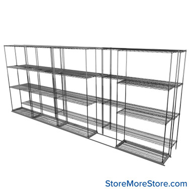 Sliding Wire Shelving 193''W x 30''D x 78''H - LAT-1436-54-ZN SMS-08-01-V94-LAT-1436-54-ZN