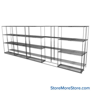 Sliding Wire Shelving 223''W x 30''D x 78''H - LAT-1442-54-ZN SMS-08-01-V94-LAT-1442-54-ZN