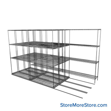 Sliding Wire Shelving 134''W x 62''D x 78''H - LAT-1442-32-Q-ZN SMS-08-01-V94-LAT-1442-32-Q-ZN