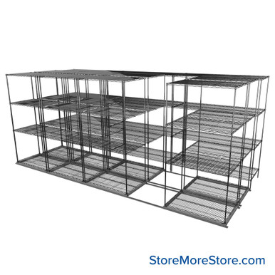 Sliding Wire Shelving 193''W x 76''D x 78''H - LAT-2436-54-T-ZN SMS-08-01-V94-LAT-2436-54-T-ZN