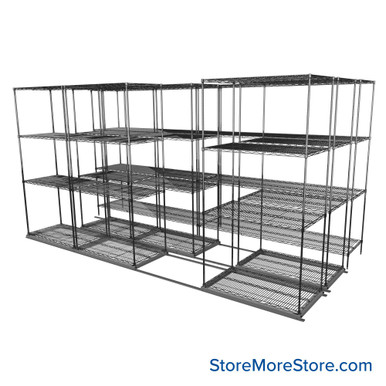 Sliding Wire Shelving 146''W x 67''D x 78''H - LAT-2136-43-T-ZN SMS-08-01-V94-LAT-2136-43-T-ZN