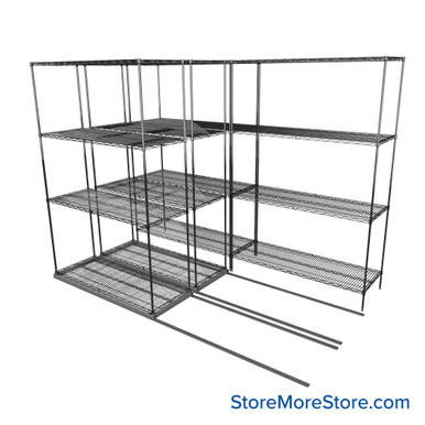 Sliding Wire Shelving 102''W x 58''D x 78''H - LAT-1848-21-T-ZN SMS-08-01-V94-LAT-1848-21-T-ZN
