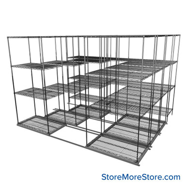 Sliding Wire Shelving 116''W x 78''D x 90''H - LAT-2136-32-Q-ZN SMS-08-01-V94-LAT-2136-32-Q-ZN