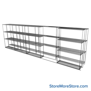 Sliding Wire Shelving 253''W x 30''D x 78''H - LAT-1448-54-ZN SMS-08-01-V94-LAT-1448-54-ZN