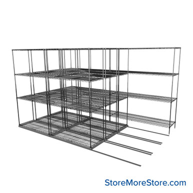 Sliding Wire Shelving 134''W x 78''D x 78''H - LAT-1842-32-Q-ZN SMS-08-01-V94-LAT-1842-32-Q-ZN