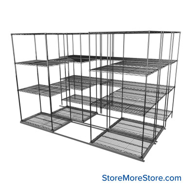 Sliding Wire Shelving 116''W x 76''D x 78''H - LAT-2436-32-T-ZN SMS-08-01-V94-LAT-2436-32-T-ZN