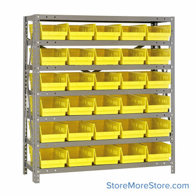 Bin Storage Shelves 36''W x 12''D x 39''H - 1239-102YL SMS-08-V45-1239-102YL