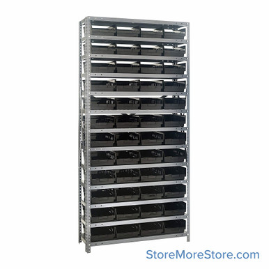 Bin Storage Shelves 36''W x 12''D x 75''H - 1275-107BK SMS-08-V45-1275-107BK