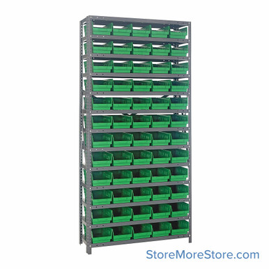 Bin Storage Shelves 36''W x 12''D x 75''H - 1275-102GN SMS-08-V45-1275-102GN