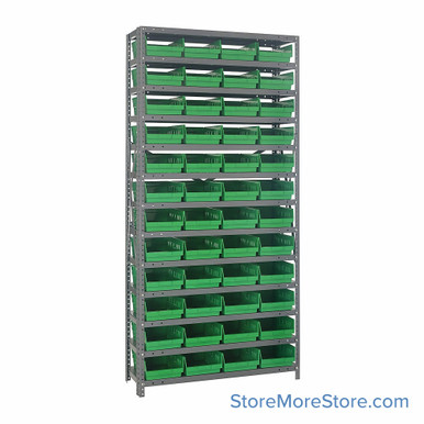 Bin Storage Shelves 36''W x 12''D x 75''H - 1275-107GN SMS-08-V45-1275-107GN