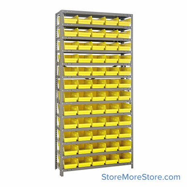 Bin Storage Shelves 36''W x 12''D x 75''H - 1275-102YL SMS-08-V45-1275-102YL