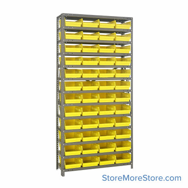 Bin Storage Shelves 36''W x 12''D x 75''H - 1275-107YL SMS-08-V45-1275-107YL