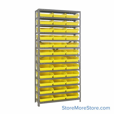 Bin Storage Shelves 36''W x 12''D x 75''H - 1275-109YL SMS-08-V45-1275-109YL