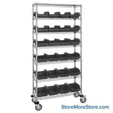 Double Sided Bin Rack 36''W x 18''D x 74''H - W7-18-24BK-C SMS-08-V45-W7-18-24BK-C