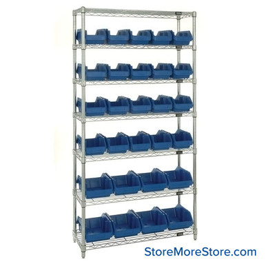 Double Sided Bin Rack 36''W x 18''D x 74''H - W7-18-28BL SMS-08-V45-W7-18-28BL