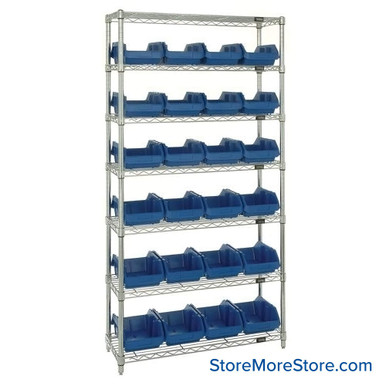 Double Sided Bin Rack 36''W x 18''D x 74''H - W7-18-24BL SMS-08-V45-W7-18-24BL