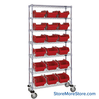 Double Sided Bin Rack 36''W x 18''D x 74''H - W7-14-18RD-C SMS-08-V45-W7-14-18RD-C