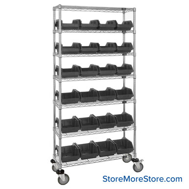 Double Sided Bin Rack 36''W x 18''D x 74''H - W7-12-24BK-C SMS-08-V45-W7-12-24BK-C