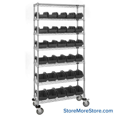 Double Sided Bin Rack 36''W x 18''D x 74''H - W7-12-30BK-C SMS-08-V45-W7-12-30BK-C