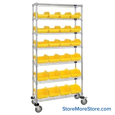 Double Sided Bin Rack 36''W x 18''D x 74''H - W7-12-24YL-C SMS-08-V45-W7-12-24YL-C