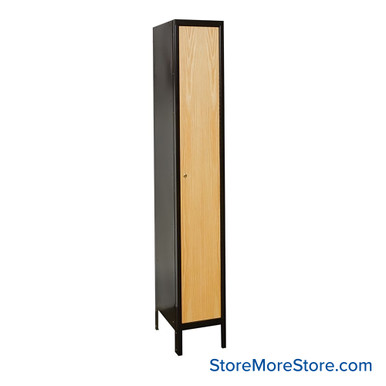 Wood and Metal Locker, 18'' W x 15" D x 72" H, 1 Column, 1 Tier, Unassembled SMS-05-V39-UW1588-1MEW