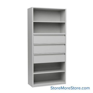 Shelving Units with Drawers 36''W x 15''D x 76''H - 761536-3dwr9 SMS-08-V25-761536-3dwr9