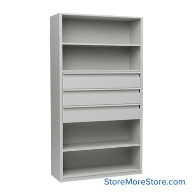 Shelving Units with Drawers 42''W x 15''D x 76''H - 761542-3dwr75 SMS-08-V25-761542-3dwr75
