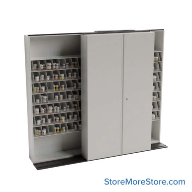 Sliding Pharmacy Shelves 100''W x 22''D x 82''H - SRN24694SAF SMS-08-V25-PS21